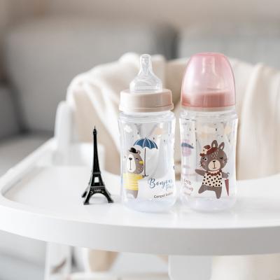 Canpol babies Bonjour Paris Easy Start Anti-Colic Bottle Pink 3m+ Babyflasche für Kinder 240 ml