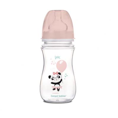 Canpol babies Exotic Animals Easy Start Anti-Colic Bottle Pink 3m+ Babyflasche für Kinder 240 ml