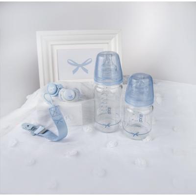 LOVI Baby Shower Glass Bottle Blue 3m+ Babyflasche für Kinder 250 ml