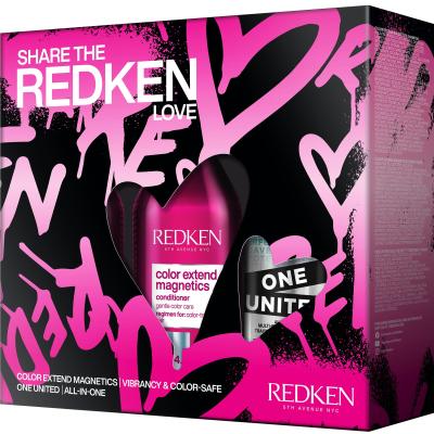 Redken Share The Redken Magnetics Love Geschenkset Color Extend Magnetics Shampoo 300 ml + Color Extend Magnetics Conditioner 300 ml + Haarpflege One United All-In-One Multi-Benefit Treatment 150 ml