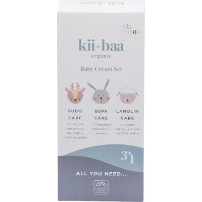 Kii-Baa Organic Baby Cream Set Geschenkset Babycreme B5PA-CARE 50 g + Babycreme SUDO-CARE 50 g + Babysalbe Lanolin Care 30 g