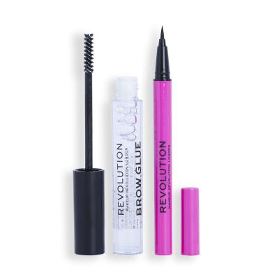 Makeup Revolution London Eye &amp; Brow Icons Gift Set Geschenkset Augenbrauengel Brow Glue 3 ml+ Liquid Eyeliner 0,5 ml