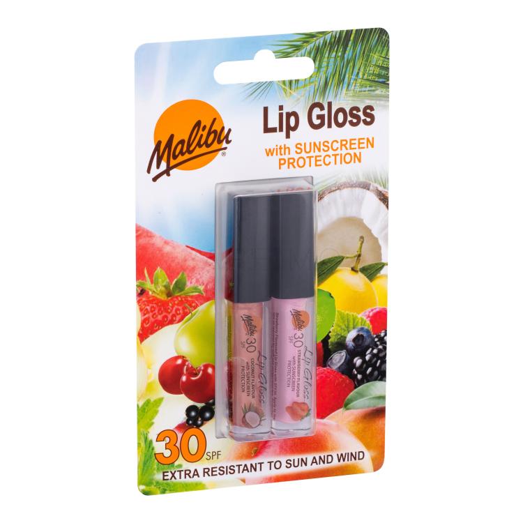 Malibu Lip Gloss SPF30 Geschenkset Lippenglanz 1,5 ml Coconut + Lippenglanz 1,5 ml Strawberry