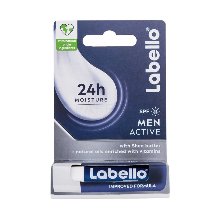 Labello Men Active 24h Moisture Lip Balm SPF15 Lippenbalsam für Herren 4,8 g