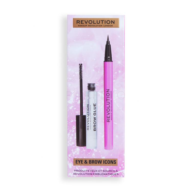 Makeup Revolution London Eye &amp; Brow Icons Gift Set Geschenkset Augenbrauengel Brow Glue 3 ml+ Liquid Eyeliner 0,5 ml