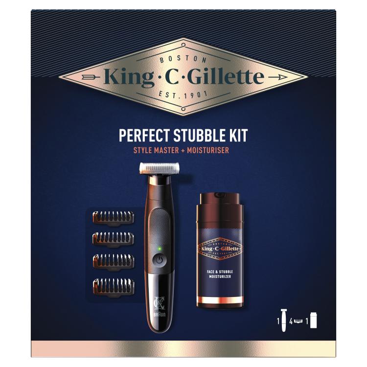 Gillette King C. Style Master Kit Geschenkset Bartschneider Style Master 1 St. + Austauschbare Kammaufsätze 4 St. + Feuchtigkeitscreme King C Gillette 100 ml