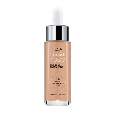 L'Oréal Paris True Match Nude Plumping Tinted Serum Foundation für Frauen 30 ml Farbton  3-4 Light-Medium