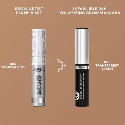 L&#039;Oréal Paris Infaillible Brows Volumizing Eyebrow Mascara Augenbrauen-Mascara für Frauen 4,4 ml Farbton  000 Transparent Serum
