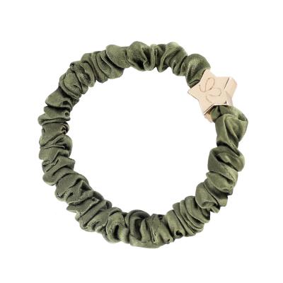 By Eloise London Skinny Silk Scrunchie Gold Star Haargummi für Frauen 1 St. Farbton  Olive Green