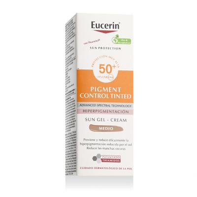 Eucerin Sun Protection Pigment Control Tinted Gel-Cream SPF50+ Sonnenschutz fürs Gesicht für Frauen 50 ml Farbton  Medium