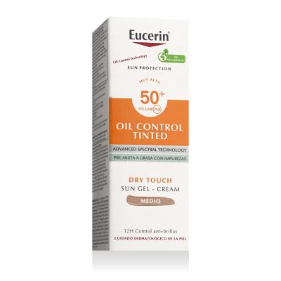 Eucerin Sun Oil Control Tinted Dry Touch Sun Gel-Cream SPF50+ Sonnenschutz fürs Gesicht 50 ml Farbton  Medium