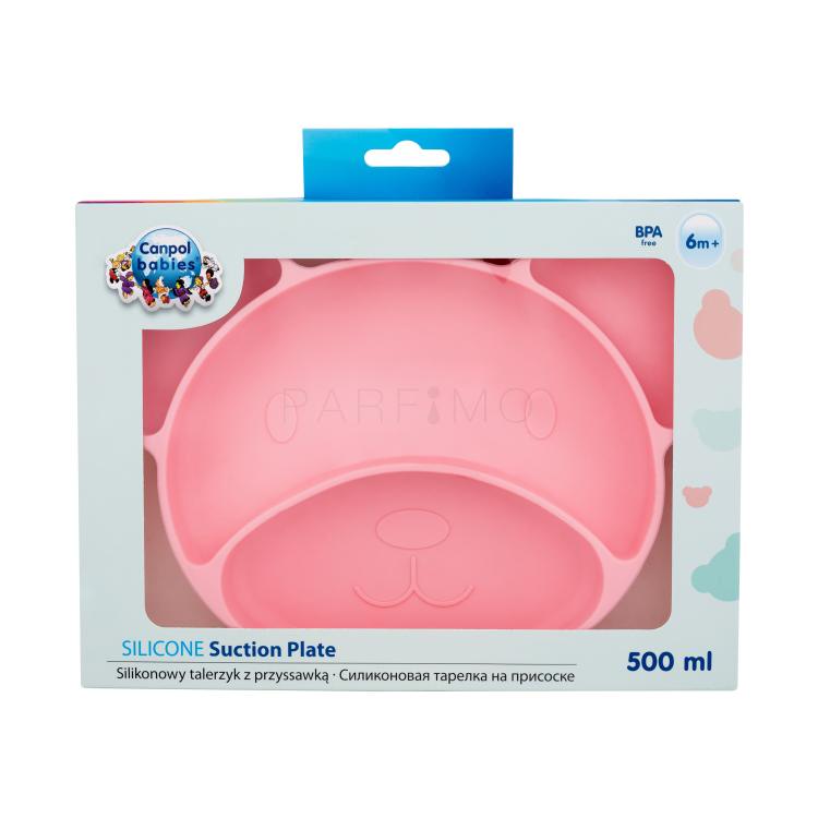 Canpol babies Silicone Suction Plate Pink Geschirr für Kinder 500 ml