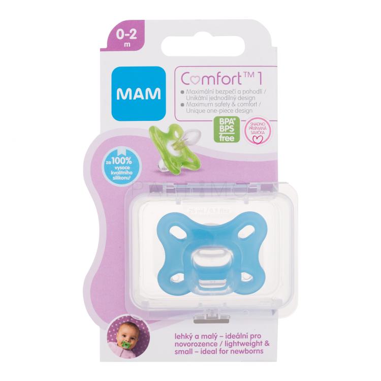 MAM Comfort 1 Silicone Pacifier 0-2m Blue Schnuller für Kinder 1 St.