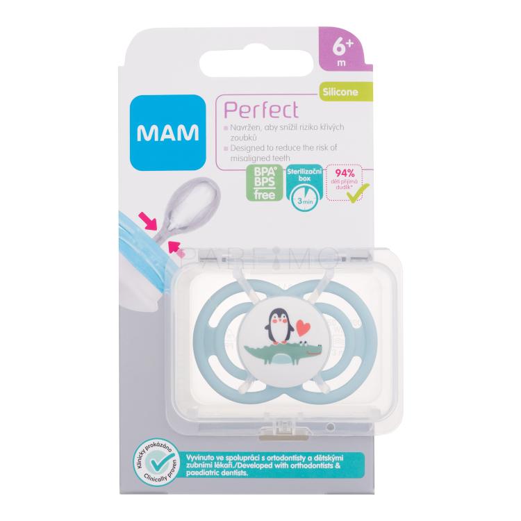 MAM Perfect Silicone Pacifier 6m+ Penguin Schnuller für Kinder 1 St.