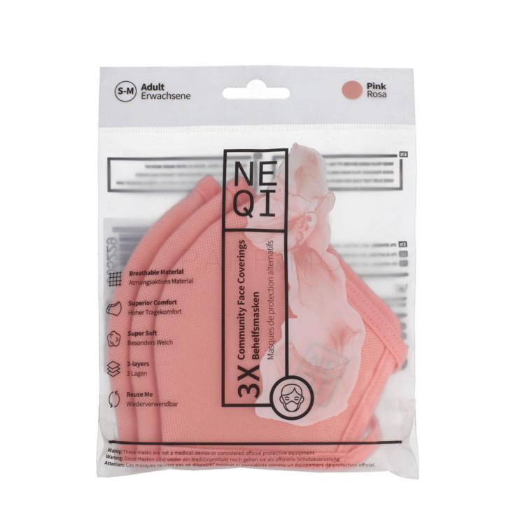 NEQI Adult Community Face Coverings S-M Pink Mundschutz und Respirator 3 St.