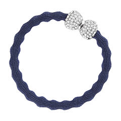 Élastique à cheveux By Eloise London Silver Bling Diamanté Bow 1 St. Navy Blue