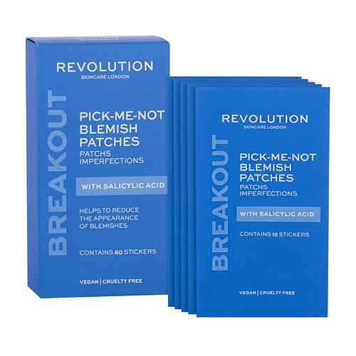 Gesichtsmaske Revolution Skincare Breakout Pick-Me-Not Blemish Patches With Salicylic Acid 60 St. Beschädigte Schachtel