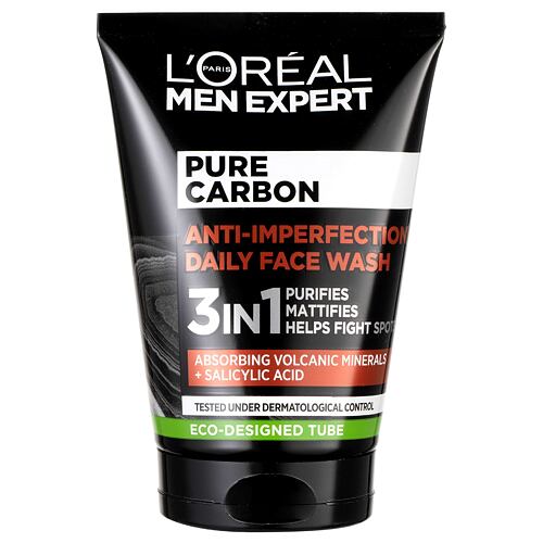 Reinigungsgel L'Oréal Paris Men Expert Pure Carbon Anti-Imperfection 3in1 100 ml