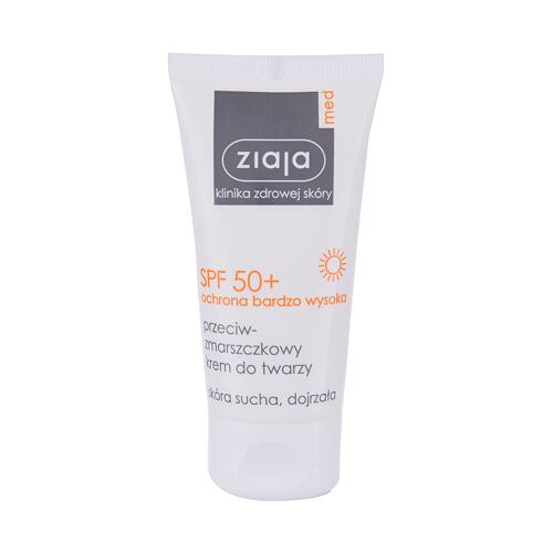 Soin solaire visage Ziaja Med Protective Anti-Wrinkle SPF50+ 50 ml boîte endommagée