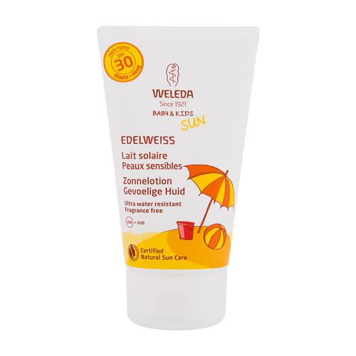 Sonnenschutz Weleda Baby & Kids Sun Edelweiss Sunscreen Sensitive SPF30 150 ml Beschädigte Schachtel