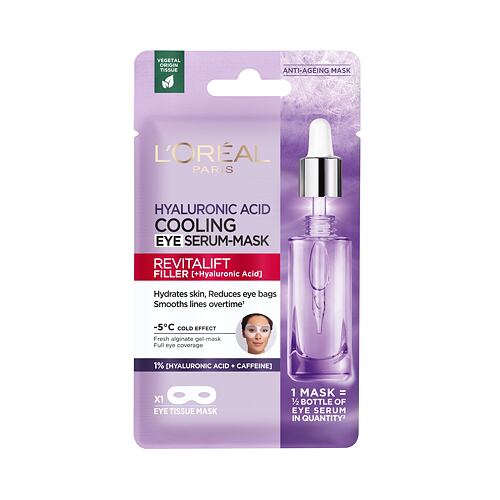 Masque yeux L'Oréal Paris Revitalift Filler HA Cooling Tissue Eye Serum-Mask 11 g