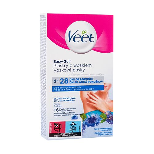 Produit dépilatoire Veet Easy-Gel Wax Strips Armpit Sensitive Skin 16 St. boîte endommagée