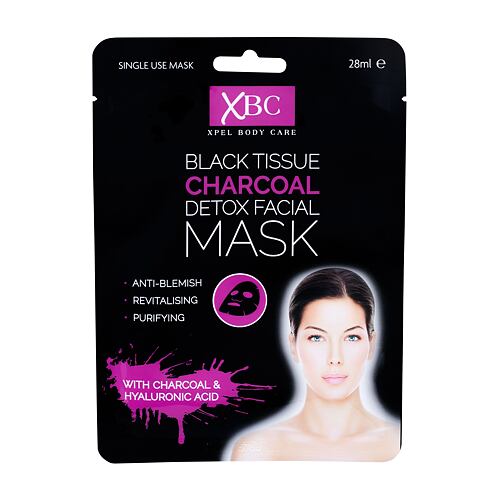 Gesichtsmaske Xpel Body Care Black Tissue Charcoal Detox Facial Mask 28 ml