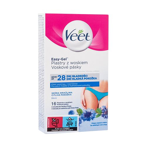 Produit dépilatoire Veet Easy-Gel Wax Strips Bikini Sensitive Skin 16 St. boîte endommagée